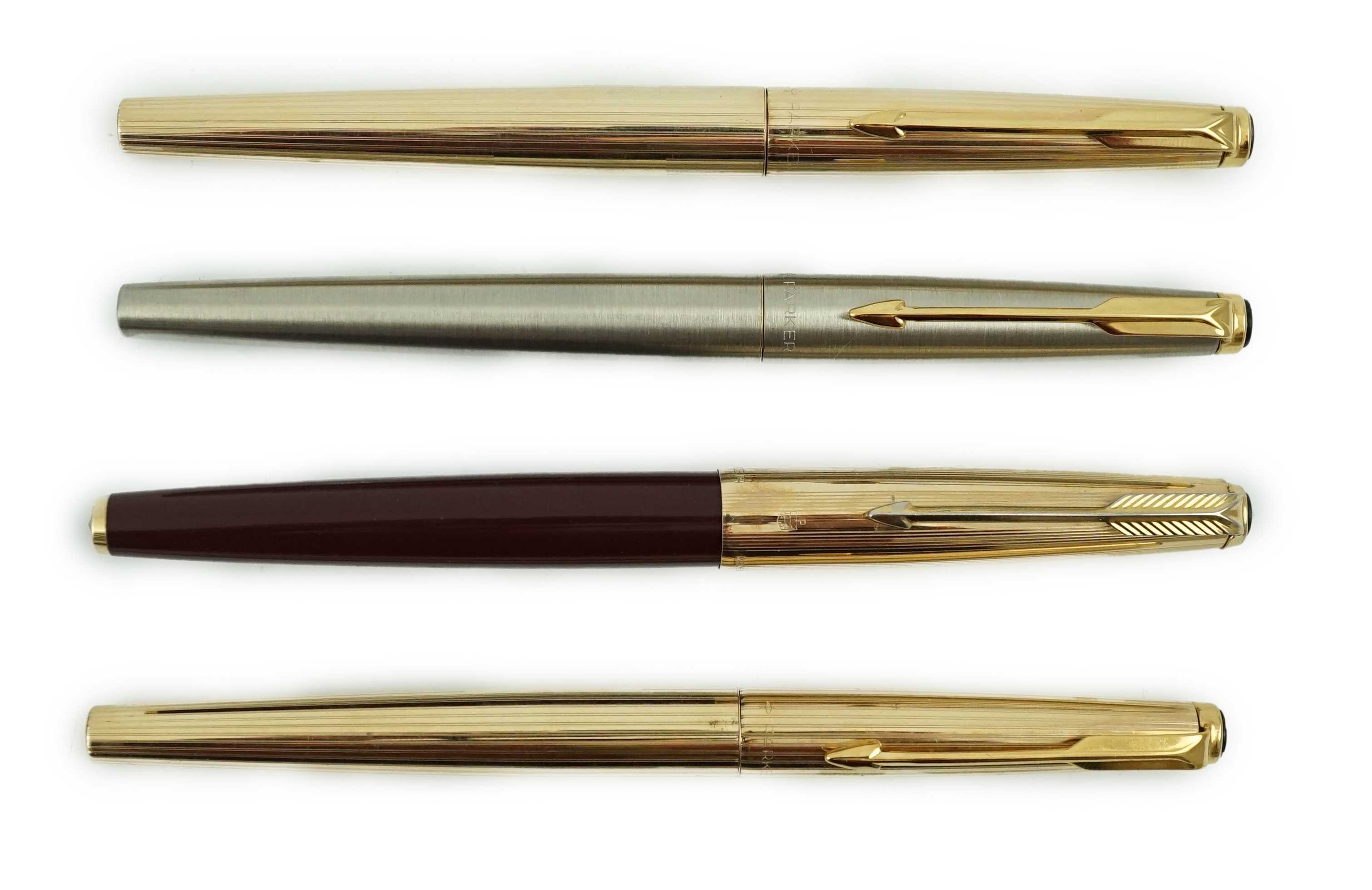 Parker 'Falcon' pens and 3 No. plus Parker 61 pen, boxed